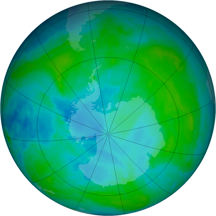 Antarctic ozone map for 28 January 2003
